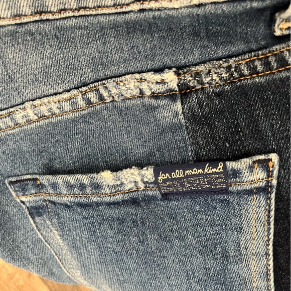 7‎ for all mankind patchwork denim distressed straight leg jeans - Picture 15 of 16